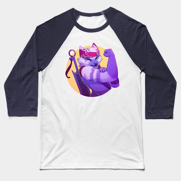 Meowscular Chef Baseball T-Shirt by Grimmla